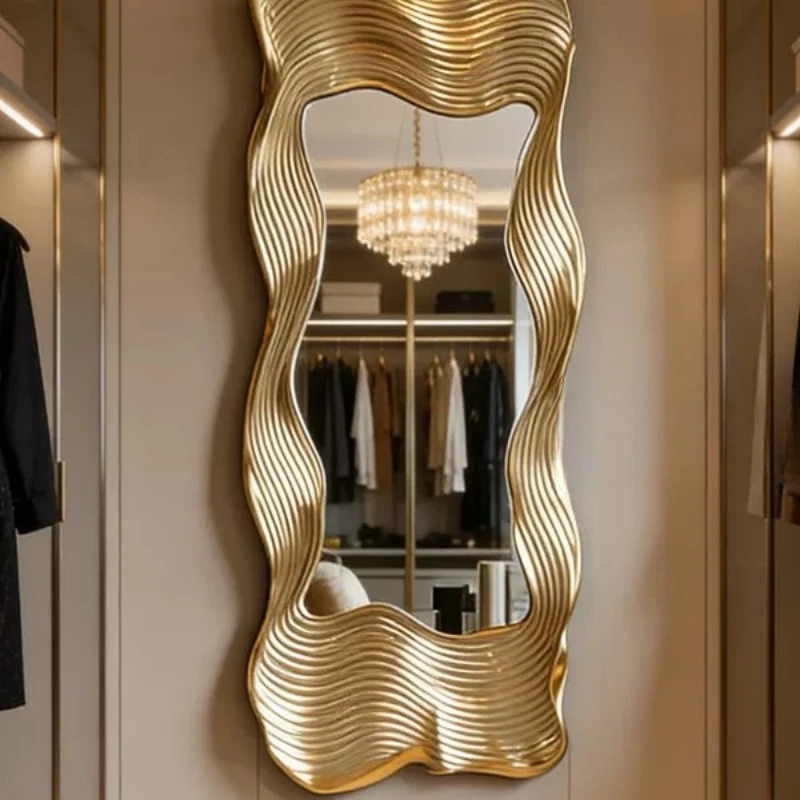 American full-length mirror wall hanging, French classical special-shaped mirror creative home fitting mirror art decorative