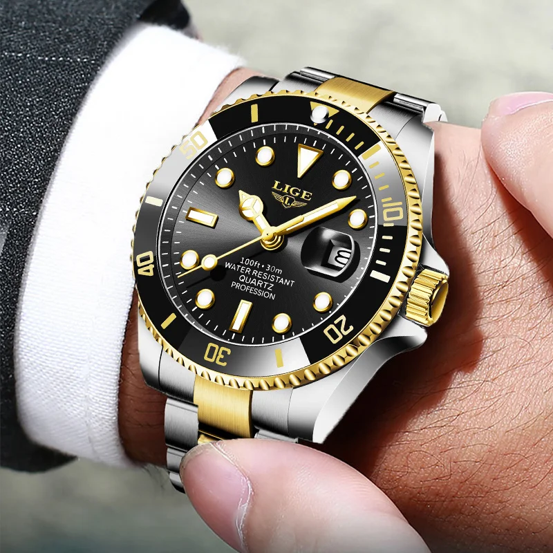 

LIGE лучший бренд мужские часы Роскошные модные водонепроницаемые часы с датой спортивные кварцевые наручные часы для мужчин Relogio Masculino + коробка
