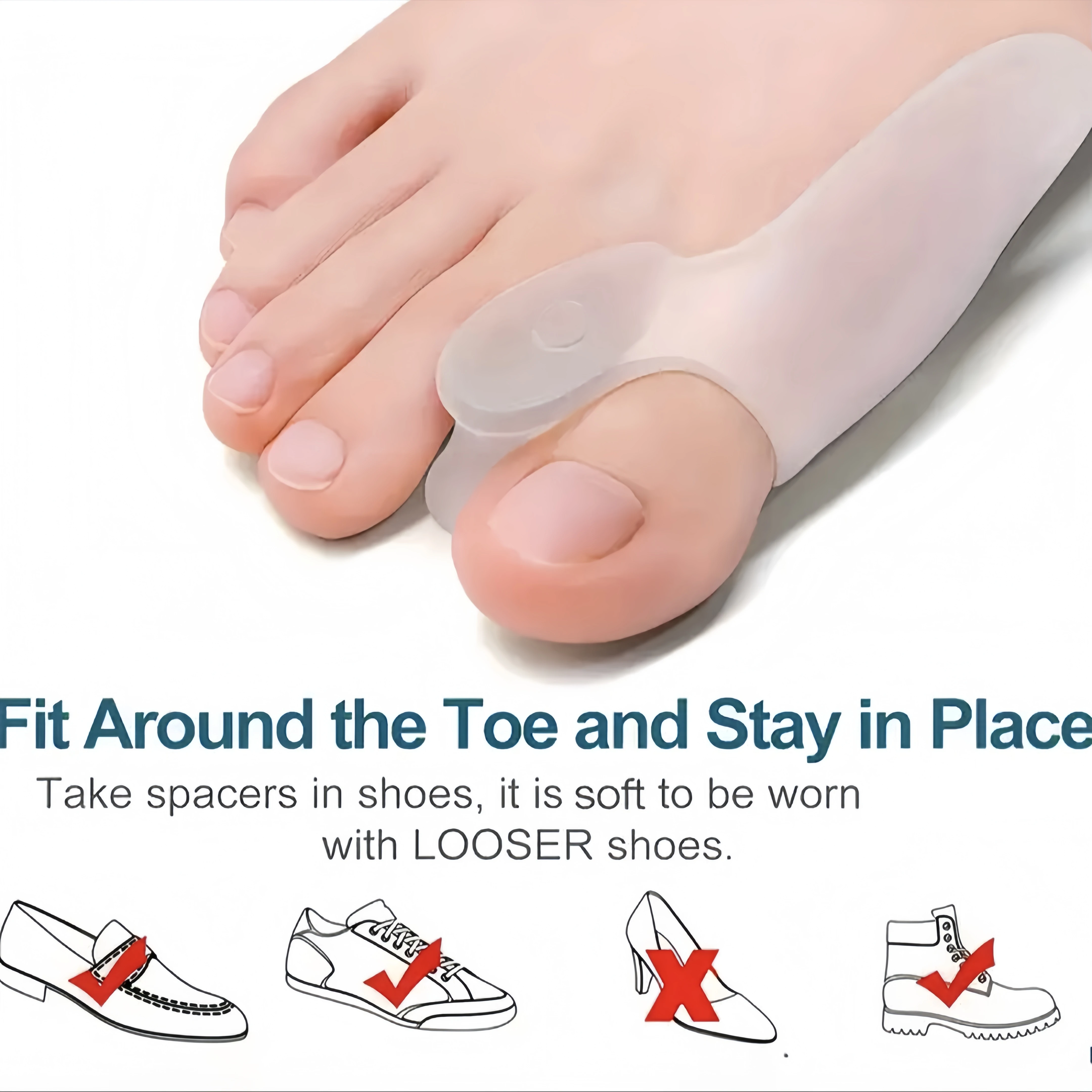 4pcs big toe anti-friction toe splitter soft protective pads, men and women can use, washable