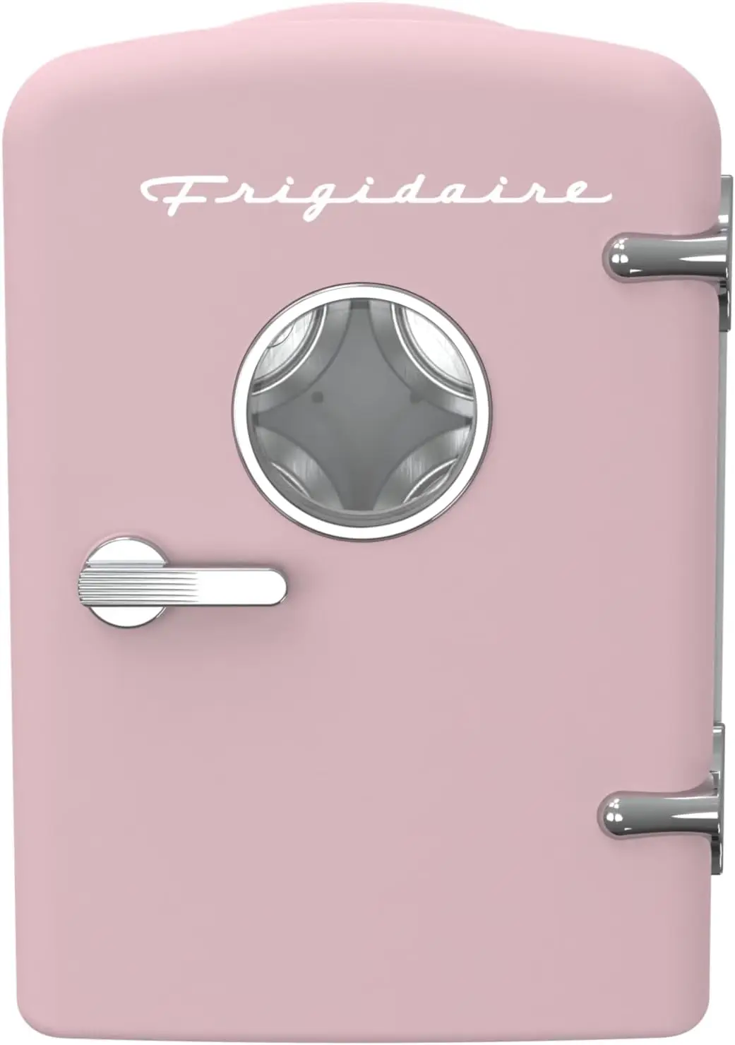 Retro Mini Portable Personal Fridge for Home, Office, Dorm - Pink with Carrying Handle & AC/DC Charger