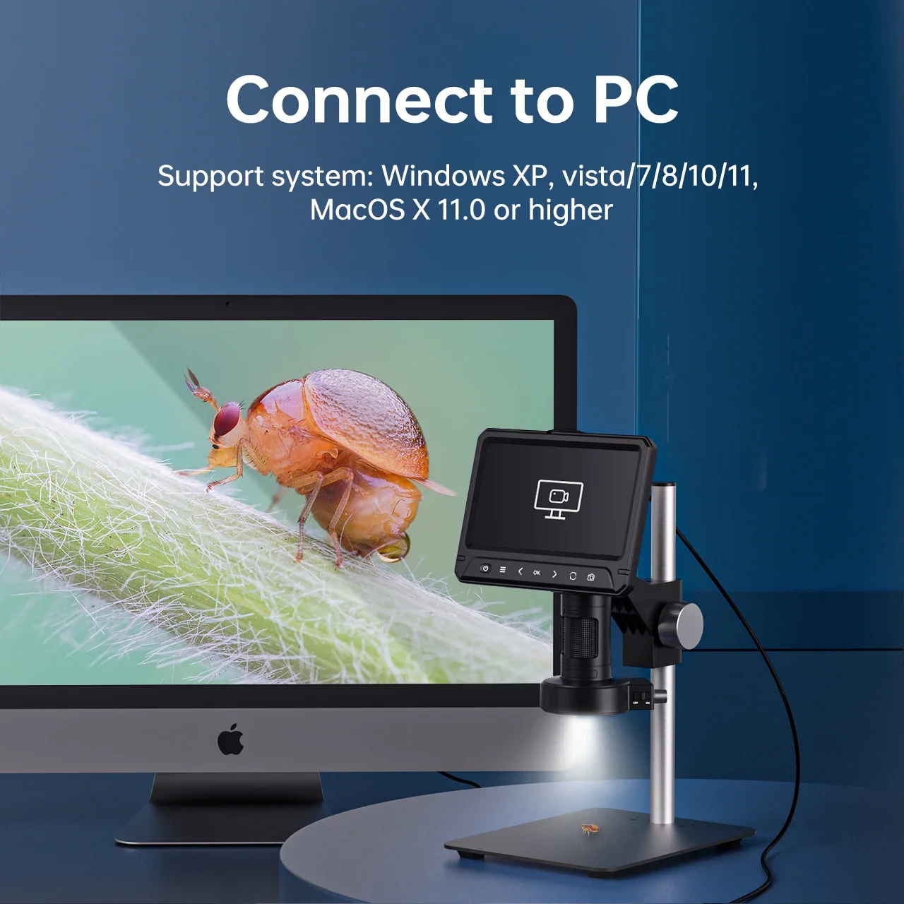 Touch screen da 7 pollici OEM/ODM 12MP Zoom digitale 1200X con luce a LED e microscopio elettronico con design antiscivolo per saldatura