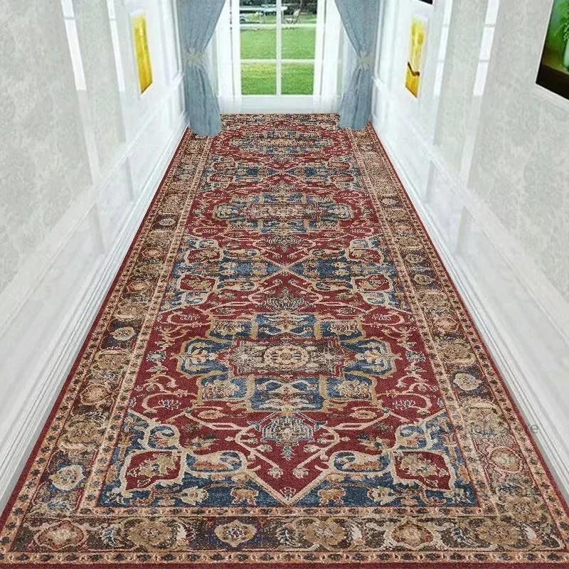 VIKAMA Vintage Persischer Läufer-Teppich Luxuriöser Bohemian Flur-Teppich Rutschfester Treppen- und Küchenteppich Heimdekoration