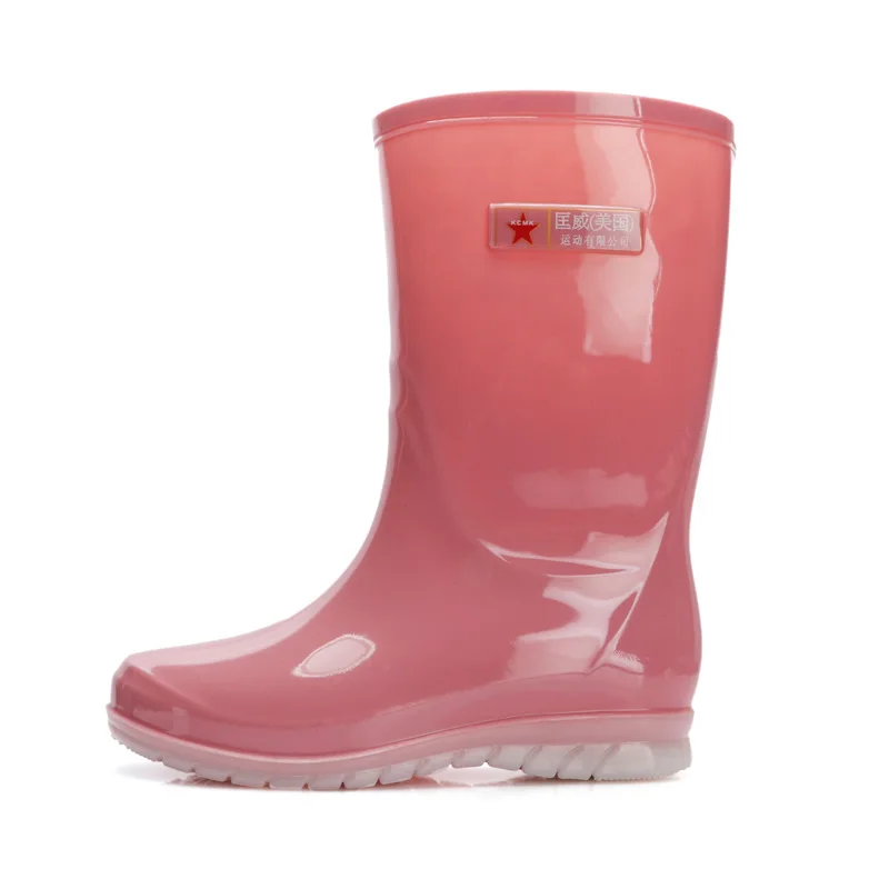 New Mid-calf Women PVC Rain Boots Waterproof Female Rainboots Slip-resistant Wellies Boots Outdoor Work Boots Water Shoes AL75