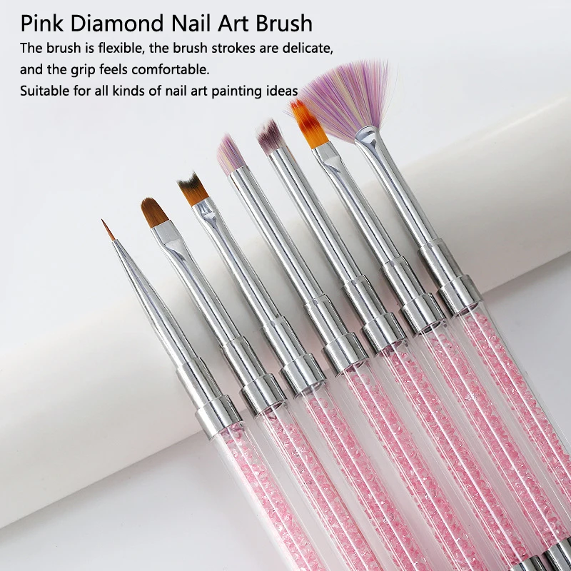 1Pcs Nail Design Art Pen Pink With Drill Nail Construction Painting Brush Uv Gel Extension Drawing Carving Pen Manicure Tools