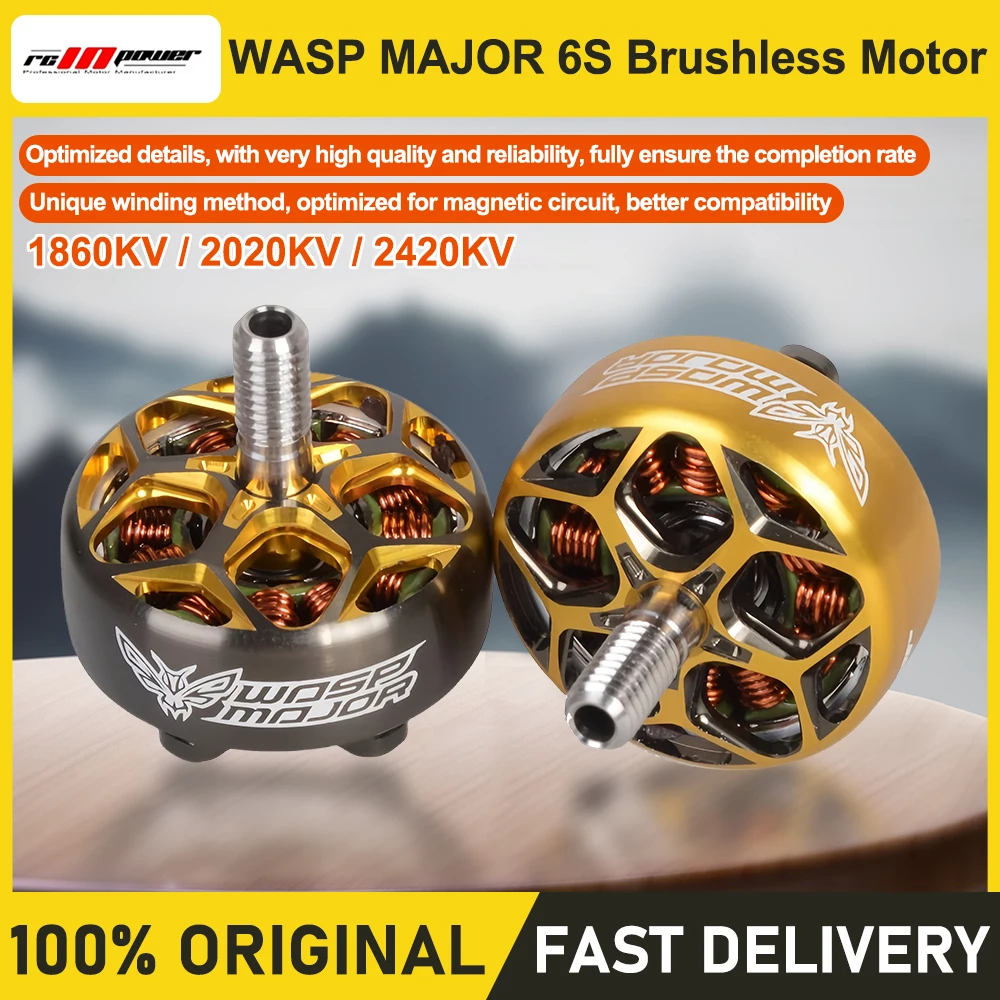 RCINPOWER WASP MAJOR 1860KV 2020kv 2420KV 6S Brushless Motor 22.6mm Doameter 6.5mm 22.6-6.5 Length for RC FPV Racing Drones