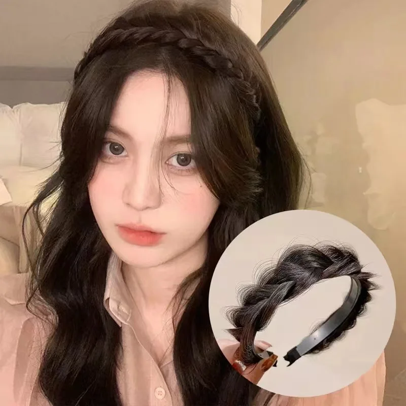 

Twist Braid Wig Headband Headwear Handmade Fishbone Braid Headband Net Red 2022 New Braided Braid Hairpin Female
