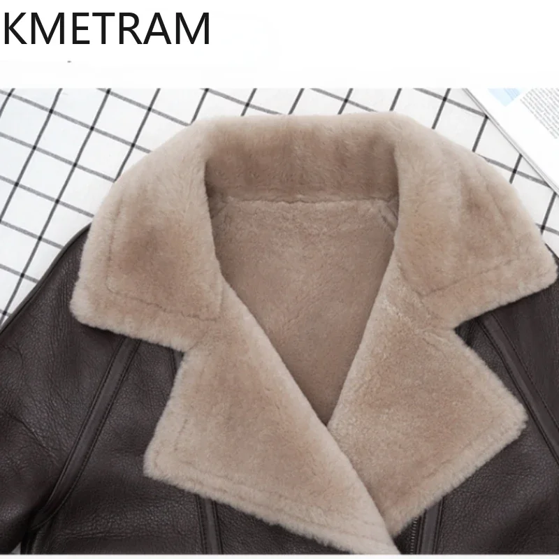 Natural Merino Sheepskin Wool Double Faced Fur Coat Women Motorcycle Leather Jacket Winter Clothes Woman 2024 дубленка женская