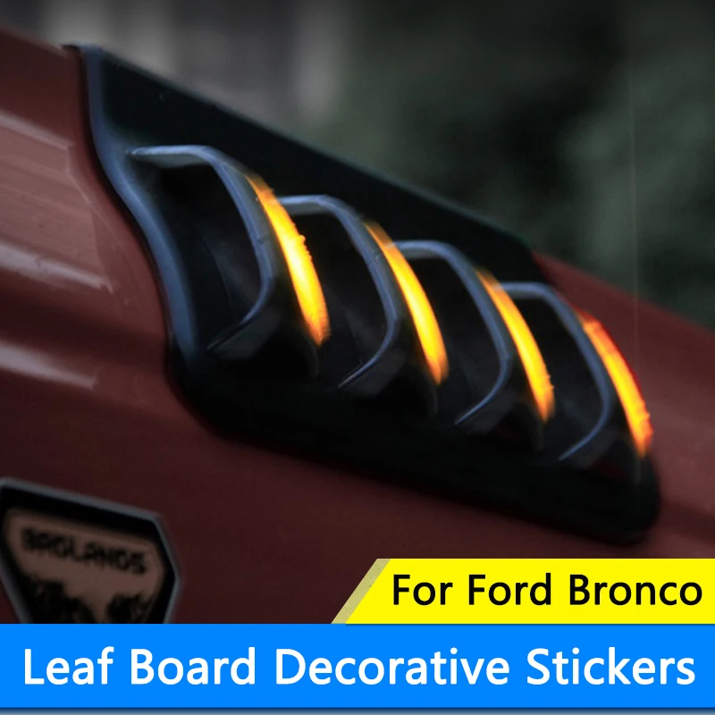 TAJIAN Car Leaf Board Decorative Stickers Leaf Panel Side Label Personalized Body Air Outlet Modification Parts For Ford Bronco