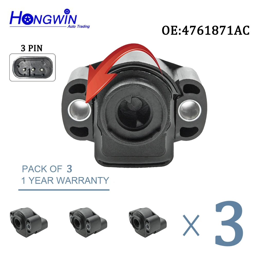 

3PCS New 4761871, 4761871AC, 4626051, 4637072, 523490 Throttle Position Sensor For Jeep Cherokee Wrangler 2.5L 4.0L 1991-1996