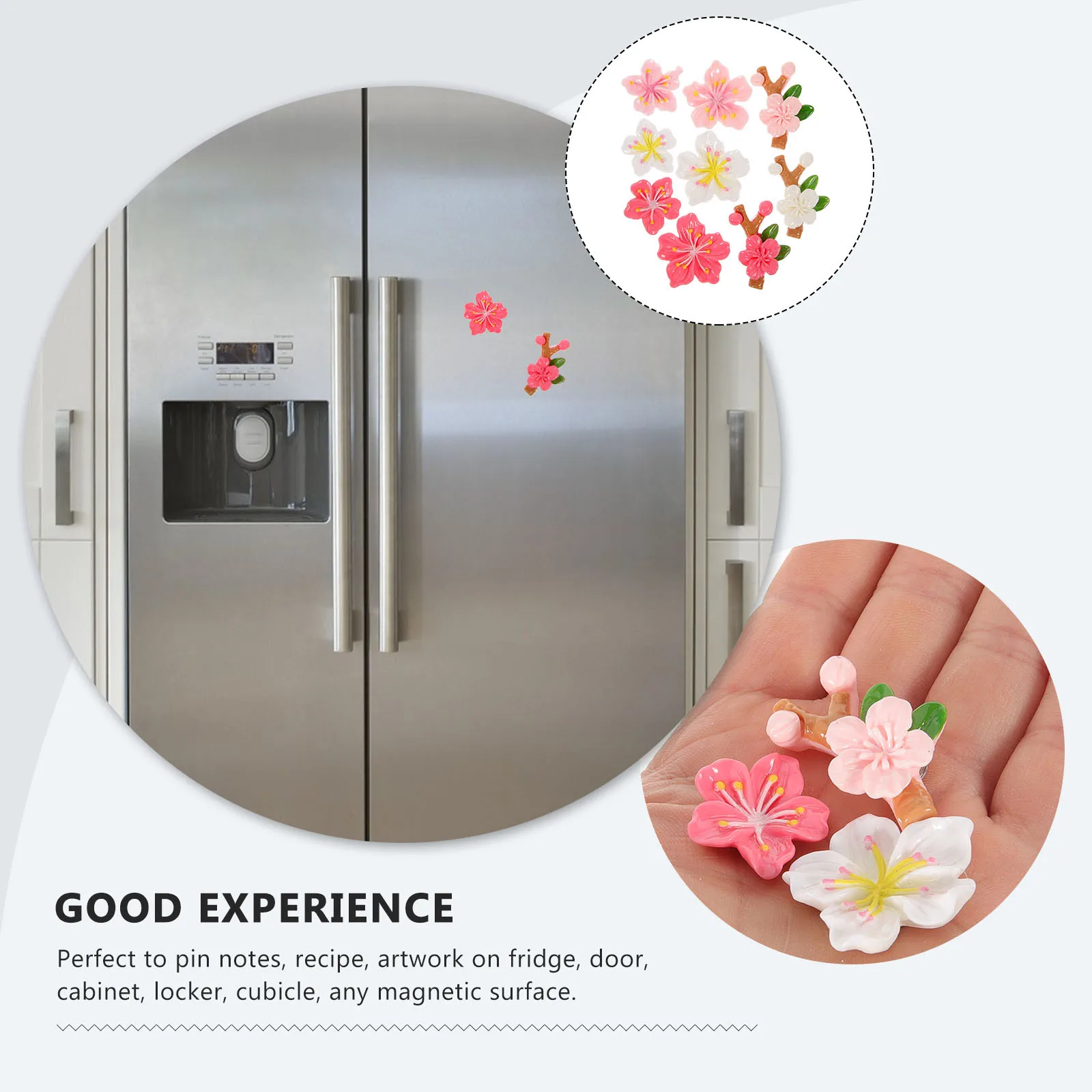 

9Pcs Peach Blossom Flower Magnets Decorative Fridge Stickers Magnetic Refrigerator Decors Kitchen Notes Pins