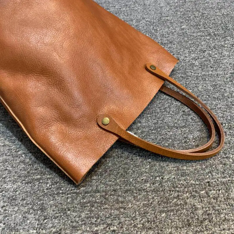 Designer Marken-Ledertasche für Damen Retro Echtleder Handtasche Schultertasche Einfache Bucket Bags für Frauen – Detail 16