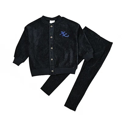 Herbst-Winter Blaues Chenille-Kinderbekleidungsset für Jungen und Mädchen Geschwister-Outfits Modische Kinderkleidung – Detail 9