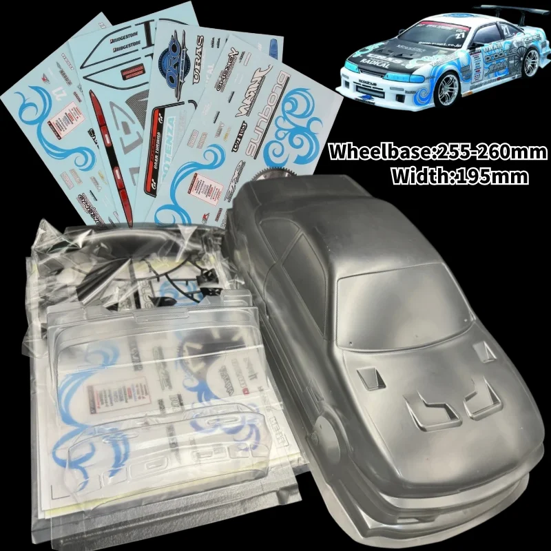 1/10 1093 Speed Silvia S14 drift RC PC Body Shell 195mm Width Lampshade Sticker No Painted Drift Body For RC Hsp Hpi Trax Tamiya