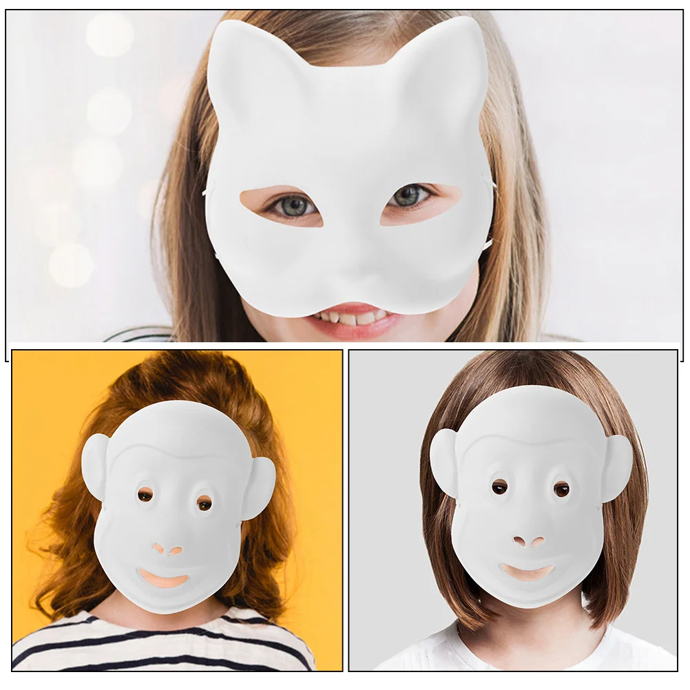 

2Pcs DIY Blank Masks Hand Painted Unpainted White Paper Masquerade Prop for Parties and Events DIY Paper Mask Paintable Masks