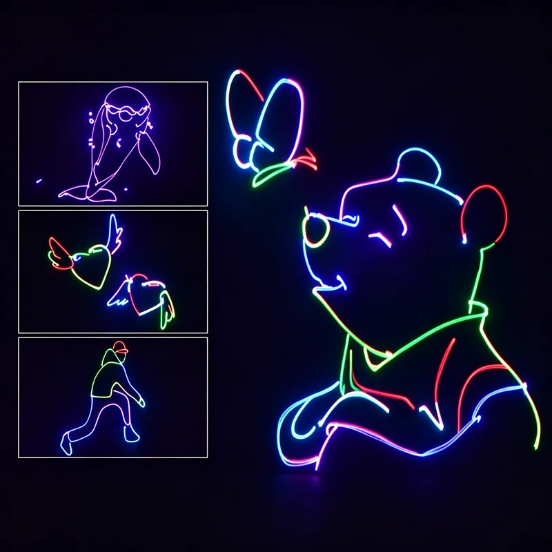 Party Lights DJ Disco Lights Professional 3D Animation RGB Beam Pattern Projector DMX512 Music Voice Controlled Stage Lights Ind