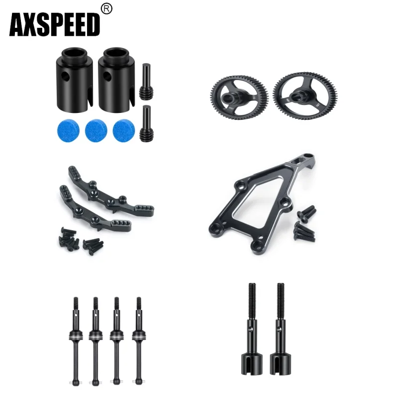 AXSPEED Front/Rear CVD 55T 62T gear Damper Shock Mount Tower Fixing Plate for T-RAXXAS 4-TEC 2.0 1/10 RC Car Model Upgrade Part/