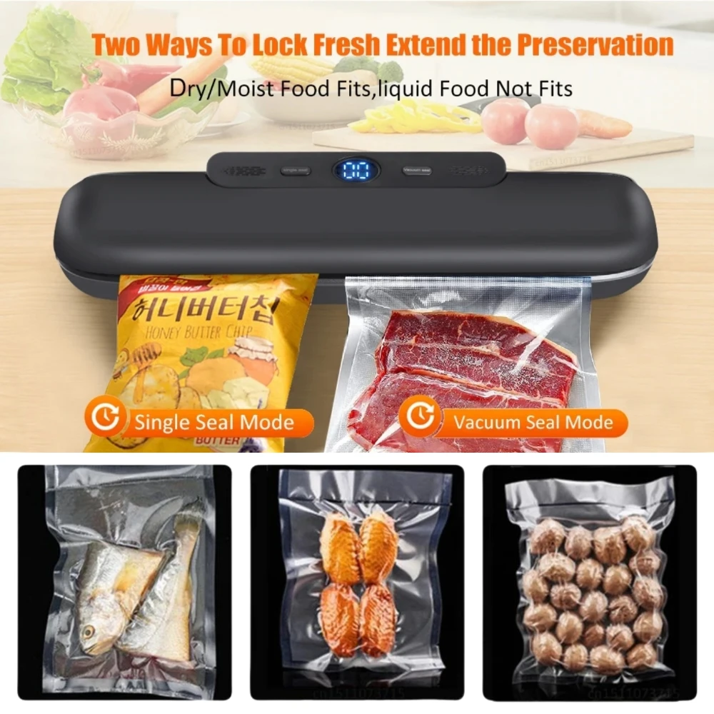 Electric Vacuum Sealer Machine For Food & Bags Kitchen Fast Vacuuming Wet Or Dry Food 220V Automatic Mini Vaccum Sealing Machine