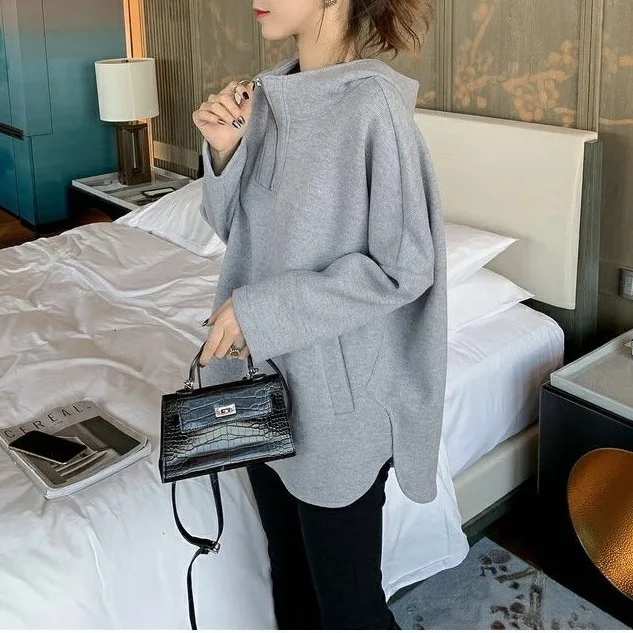 

Хлопковые толстовки с капюшоном, женская альтернативная одежда, размерная нашивка, стираная строчка, контрастный контрастный цвет, хаки, старый с напуском, Рождество