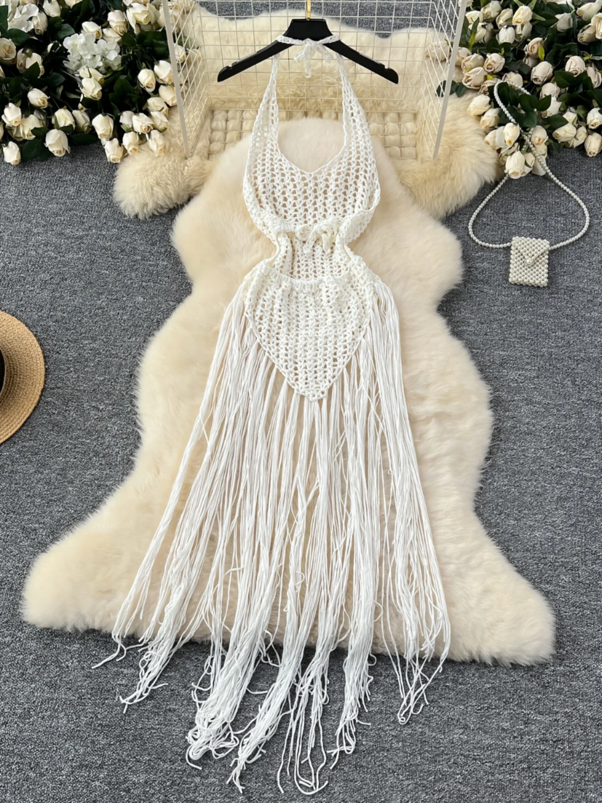 Vestido Sexy con cuello calado y ribete de punto para mujer, Top versátil adeazante para chica, Top de vacaciones, falda ac...