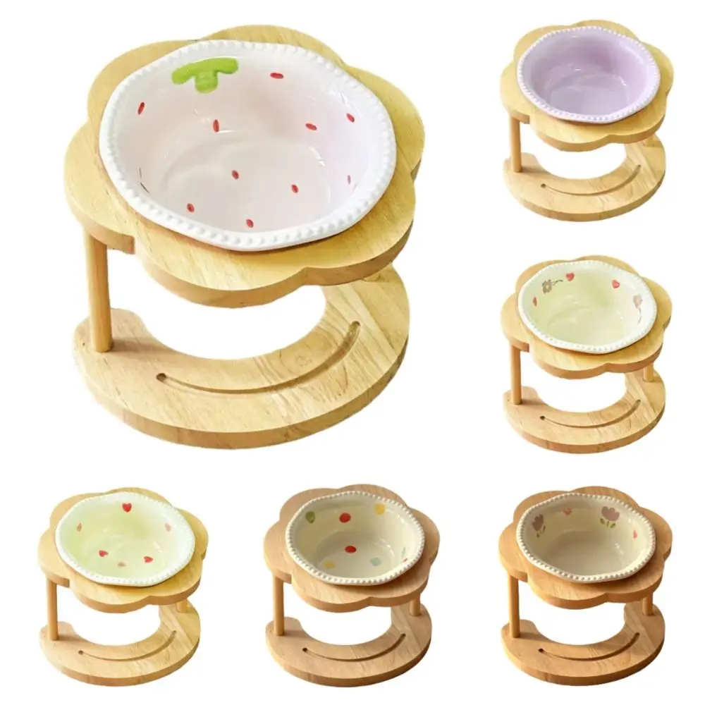 

Anti Vomiting Ceramic Cat Bowl 15 Degree Inclined Anti Slip Cat Feeding Station Flower Shaped Stable Raised Dog Food Bowl