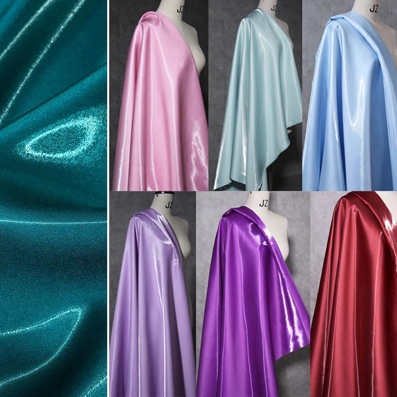 56 Colors Luxury Glossy Metallic Liquid Satin Fabric Galaxy Shiny Satin Fabric Fashion Garment Design Dress DIY Sewing Material