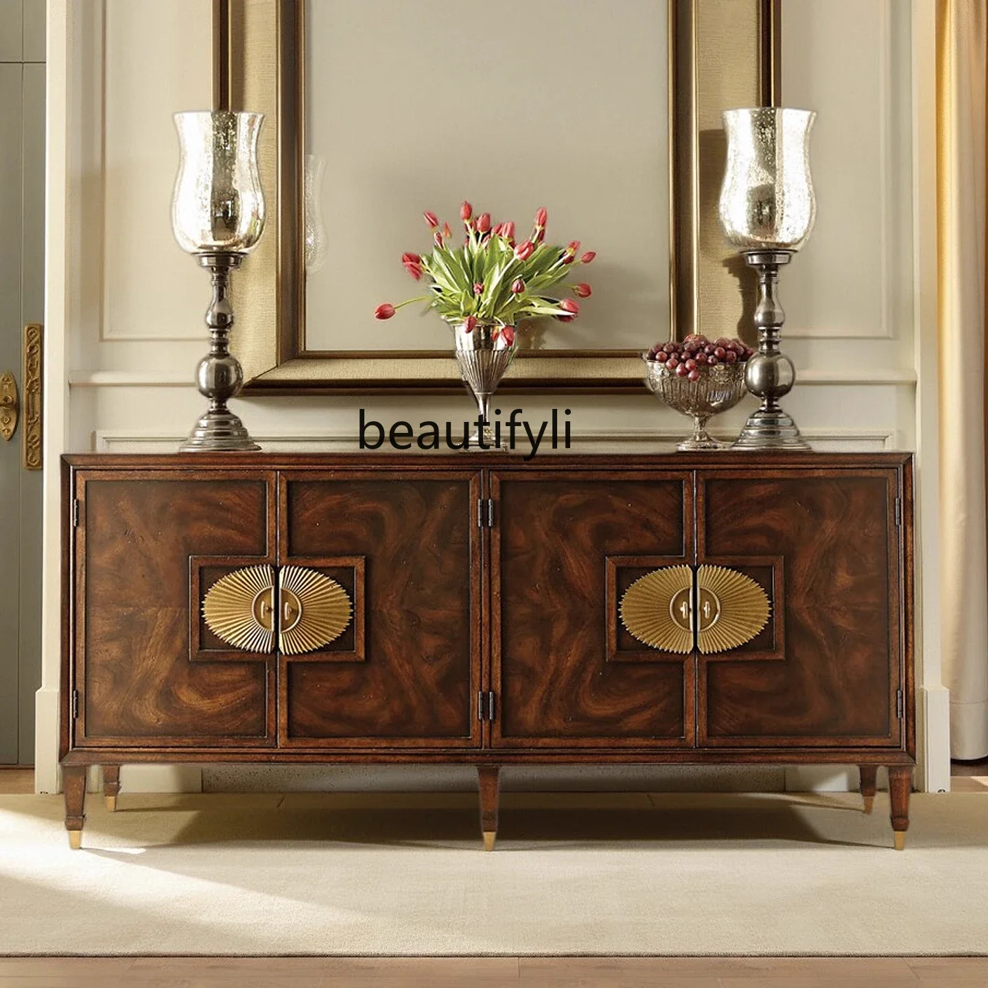B567 American Country Vintage Distressed Decorative Cabinet Metal Antique Distressed Craftsmanship Living Dining Room Storage Ca
