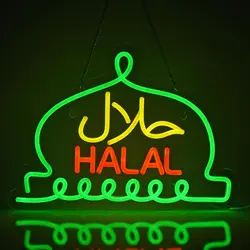 Halal Neon Signs Halal Food Arabic Restaurants Led Light Up Signs for Business Store for Wall Decor USB Powered
