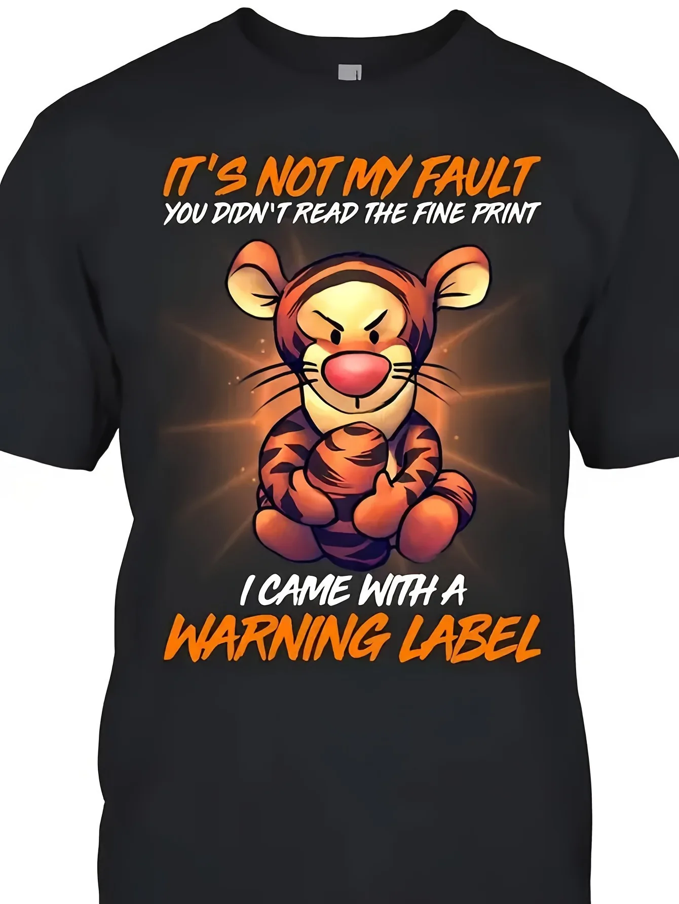 

Disney Tiggo Pattern T-shirt Men's and Women's Loose fit "It's Not My Fault" Printed Cartoon Short Sleeve