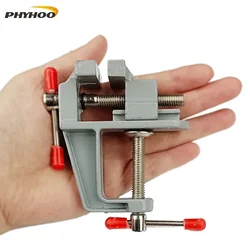 PHYHOO-Mini abrazadera de mesa de aluminio, banco pequeño, banco de trabajo portátil, joyero, abrazaderas de Hobby, molde de bricolaje, herramienta de reparación artesanal, tornillo de banco