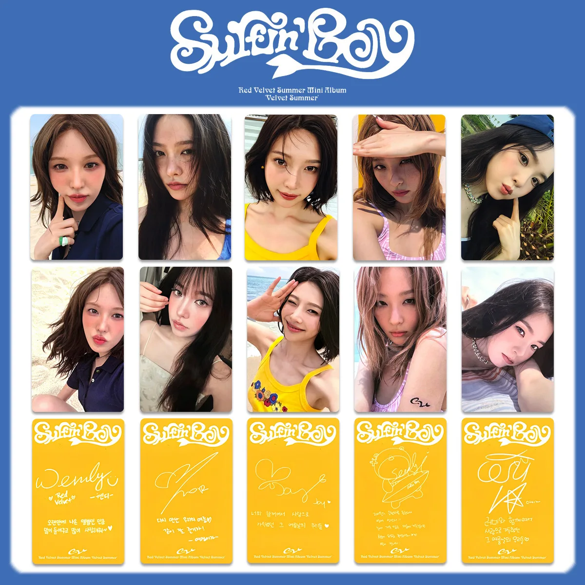 5Pcs/Set Idol Girl Group Red Velvet Album Velvet Summer HD Printed Photo Card Irene SeulGi Wendy Joy Yeri Fan Collection Gift