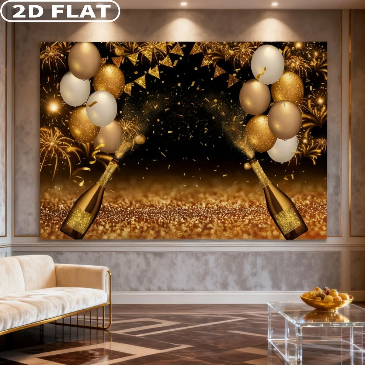 2D FLAT 1pc Black Golden Balloons Studio Props, Photo Background 7x5ft For Birthday Graduation Prom Party Term Begins Ceremony