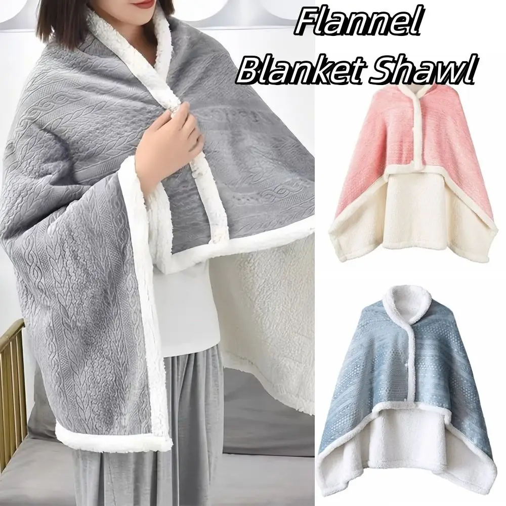 

Soft Double Layered Flannel Blanket Shawl Thicken Warm Warm Shawl Wrap With Buttons Women Scarf Wearable