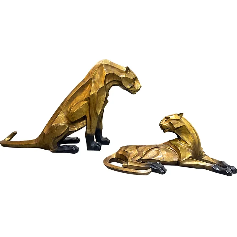 

Hotel landscape sculpture animal ornaments, leopard craft ornaments
