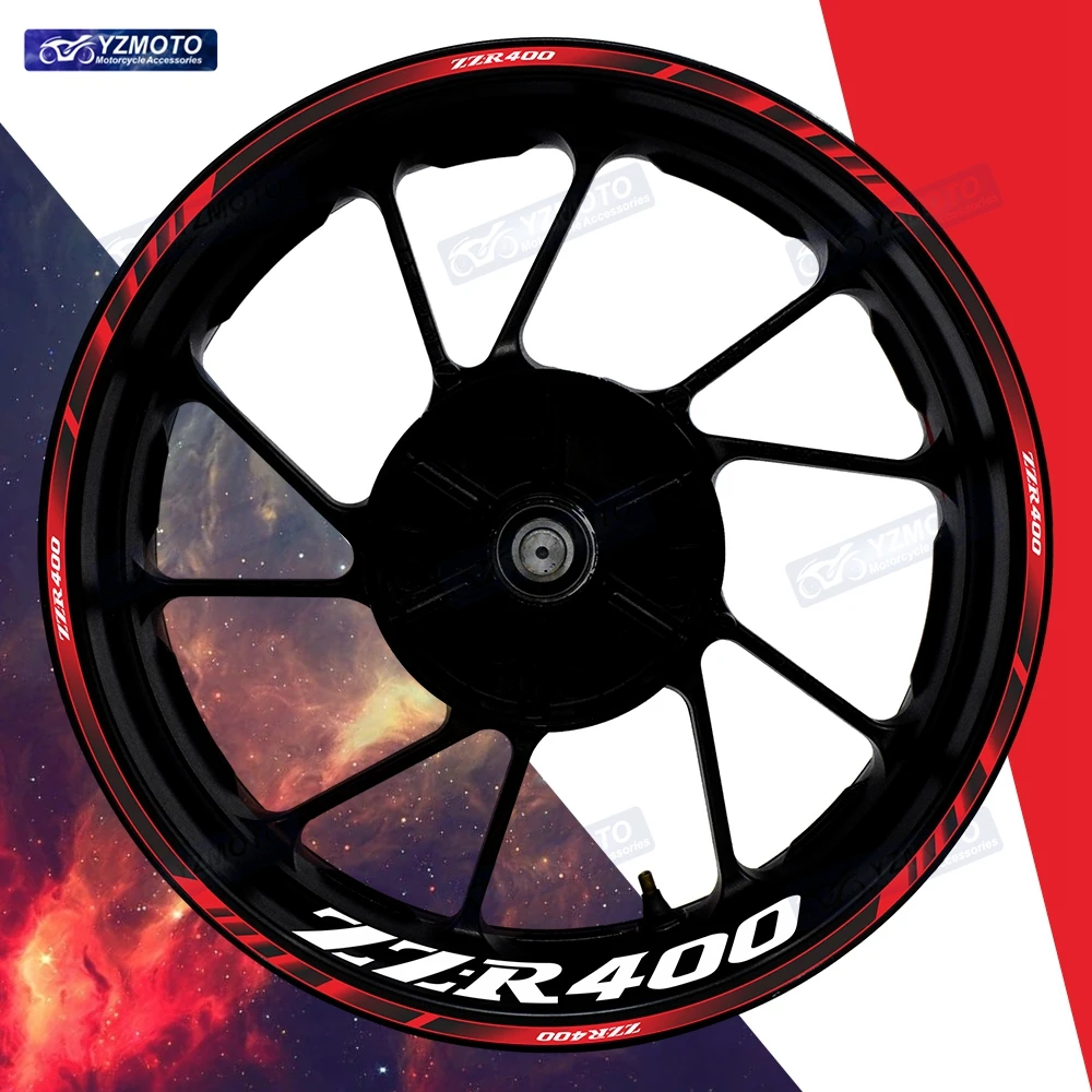 

Для мотоцикла ZZ-R400 ZZR400 17-дюймовое переднее и заднее колесо в полоску на колесо, наклейка, декоративные светоотражающие водонепроницаемые наклейки на обод