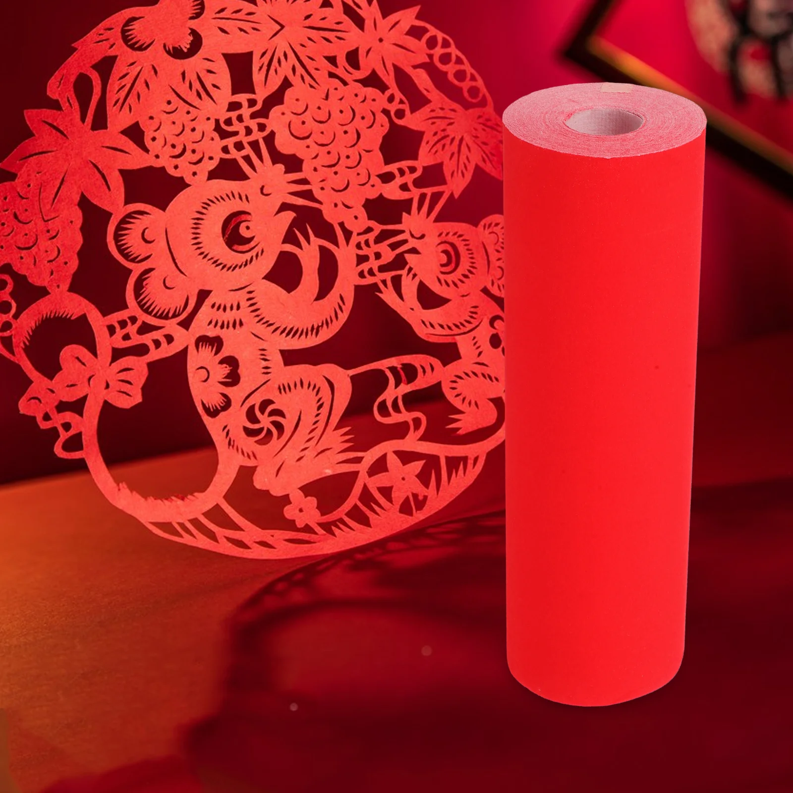 Red Xuan Paper Roll Semi Raw Bright Color for Chinese Calligraphy Couplets Crafts Paper Cutting Spring Festival