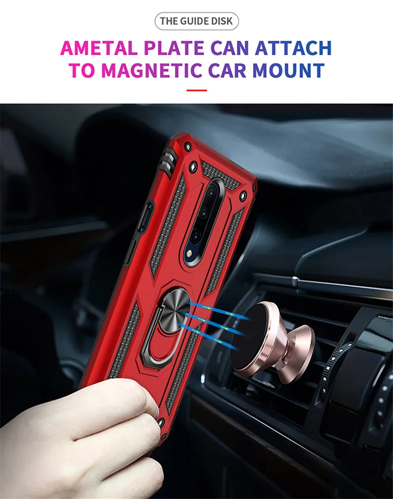 Magnetic Metal Finger Ring Holder Case For Oneplus 7 Pro Armor TPU Bmuper Shockproof Phone Case For One Plus 7 Pro Back Cover