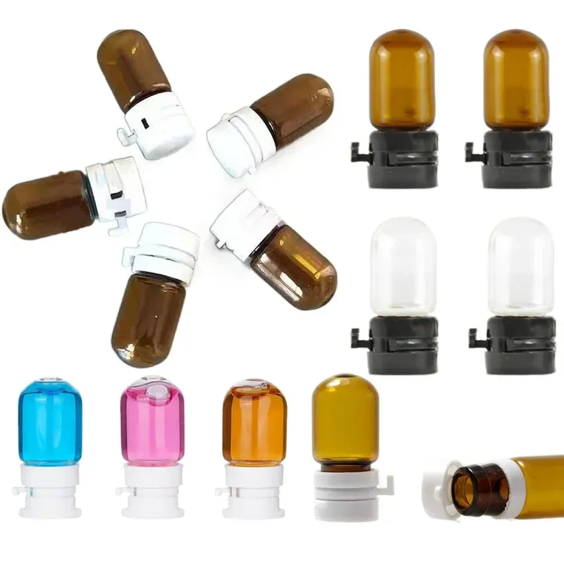 100Pcs 2ml Empty Mini Tear cap Perfume Vials Clear Amber Glass Essential Oil Bottles Cosmetic Sample Essence Liquid Containers