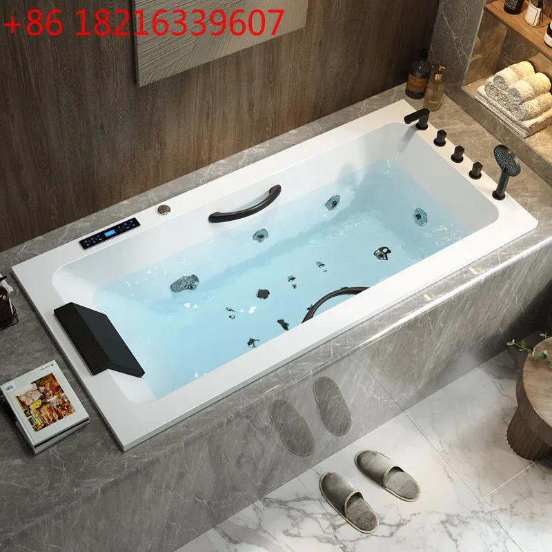 Thermostatically heated premium spa lantern bubble bath with armrest masonry, built-in bathtub