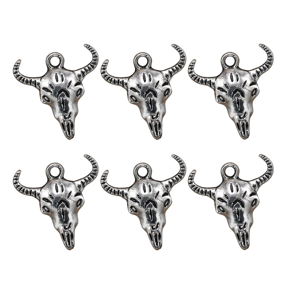 

20pcs Alloy Ox Head Pendants DIY Jewelry Making Charms Craft Supplies Silver Necklace Bracelet Accessories