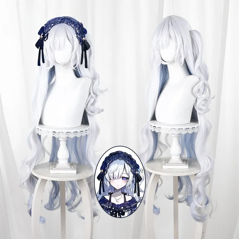 Natsume Anan Cosplay Wig 110CM Silver Blue Gradient Long Hair Anime Magical Girl Witch Trials Fiber Hair Wig Cap Halloween Women