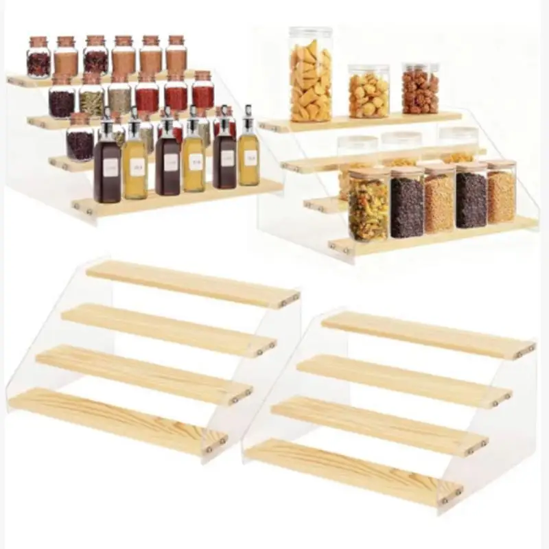 1 Stück Figurenleiter-Vitrinenständer, 2-5 Ebenen, Acryl-Aufbewahrungsregal, Holz-Organizer für Actionfiguren – Detail 4