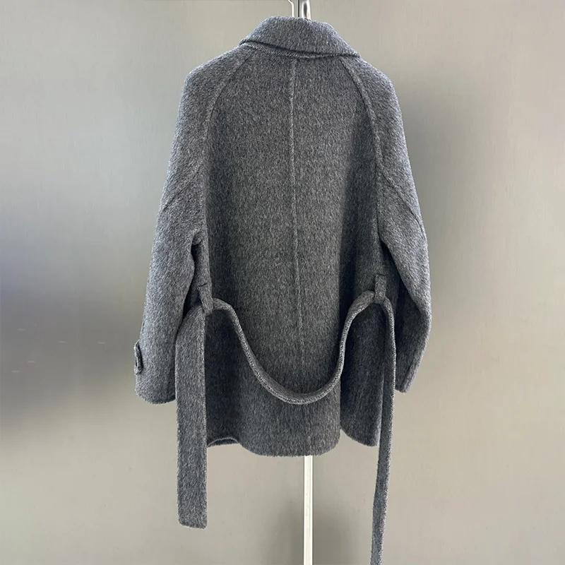 เสื้อโค้ททวีดขนสัตว์คุณภาพสูงสำหรับผู้หญิง ความยาวปานกลาง มีปกเสื้อ - เสื้อผ้าหรูหราสำหรับสุภาพสตรีในฤดูใบไม้ร่วงและฤดูหนาว 251106139