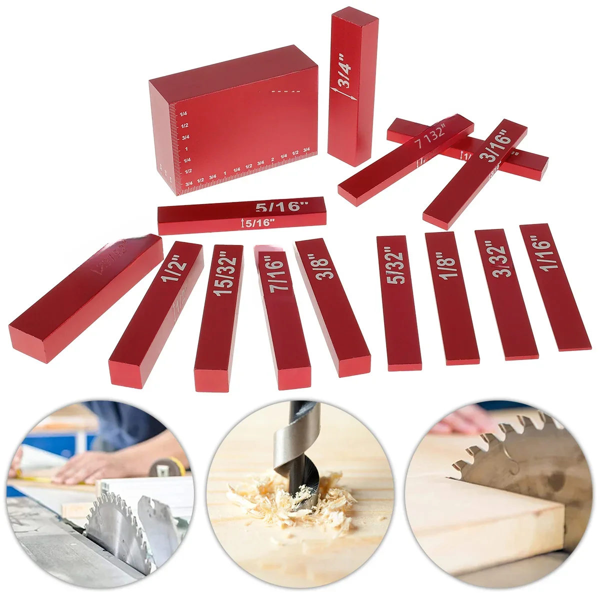 15Pcs Setup Blocks Height Gauge Set Metric Precision Aluminum Setup Bars for Router and Table Saws Woodworking Router Tool