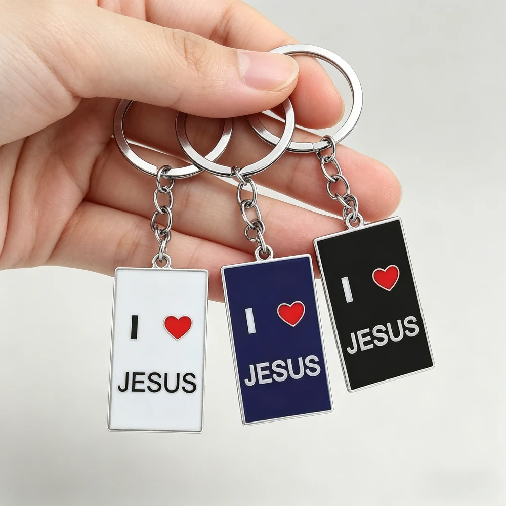 Ich liebe Jesus Kreativer Religiöser Anhänger aus Legierung Schlüsselanhänger Christliche Glaubensornamente Accessoires für Männer Frauen Schmuck Gebetsgeschenke – Detail 1