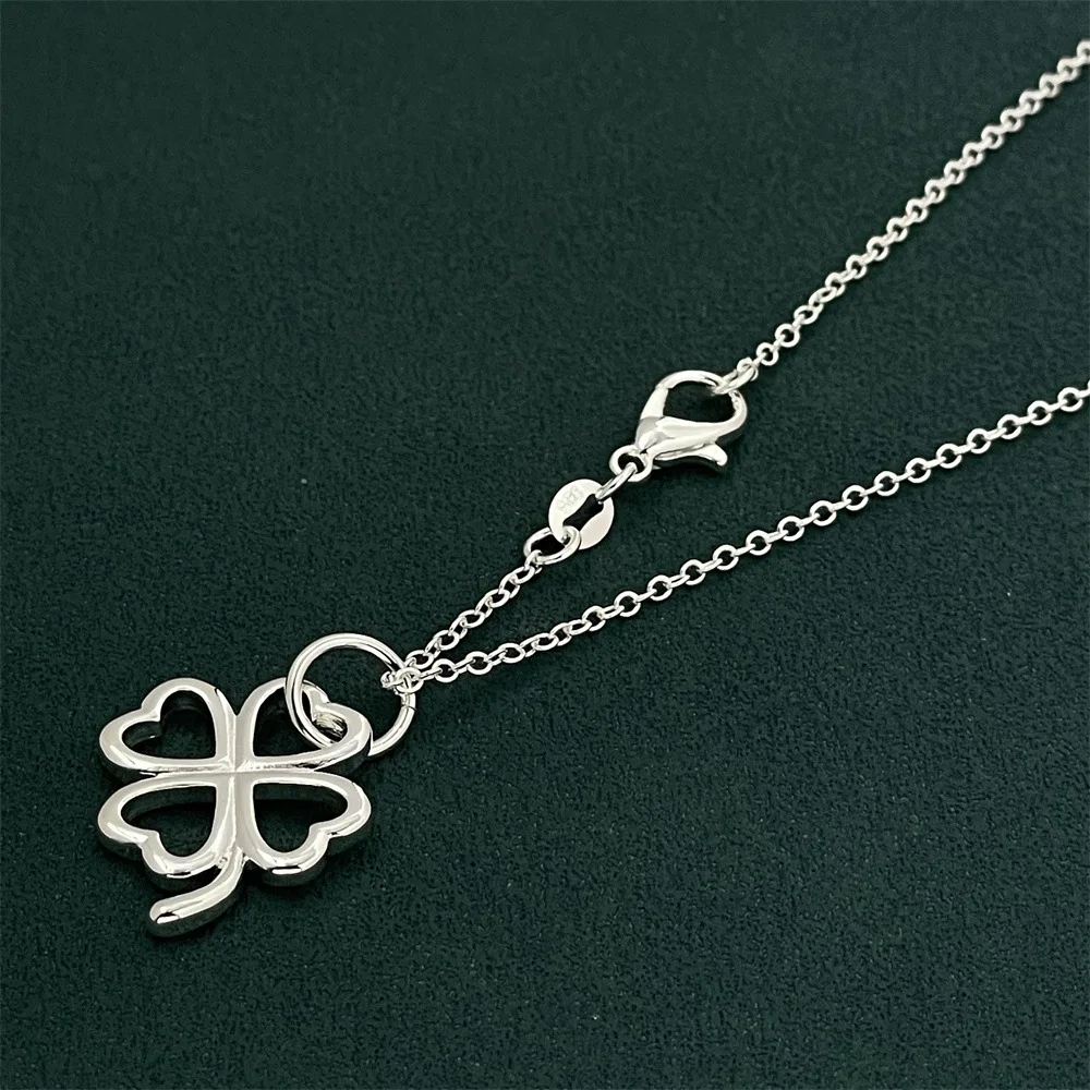 New fine 925 Sterling Silver Clover Necklace for women Fashion streetwear Jewelry Wedding Engagement Party Holiday Gifts