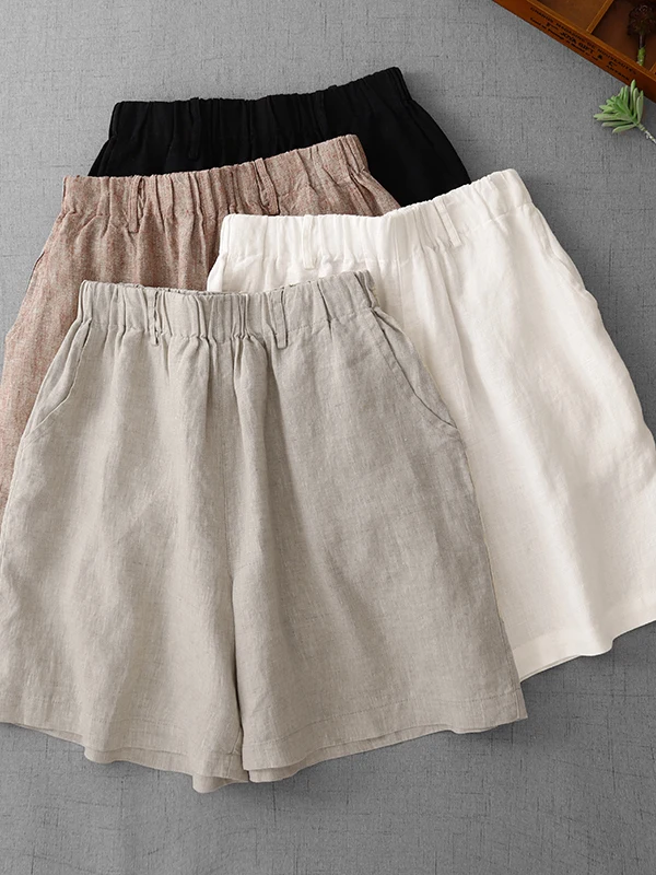 

Slimming High Waist Cotton Linen ort Pants Loose Fit Summer Casual Trousers for plus Size Women Wide Leg Thin Sle