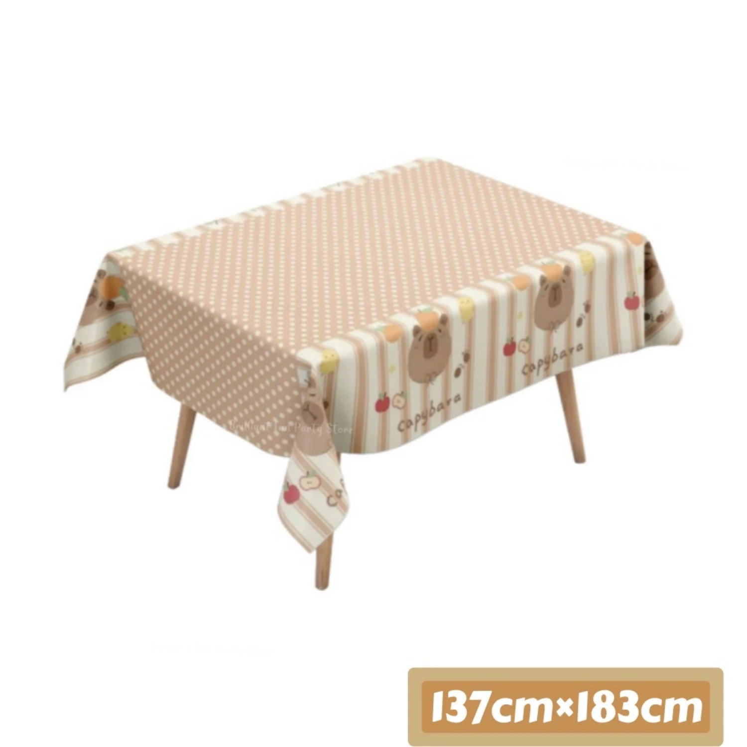 Cute Capybara Tablecloth for Kids Birthday Animal Theme Disposable Plastic Table Cover 1/2/3Pcs Set Party Decorations Supplies view 4