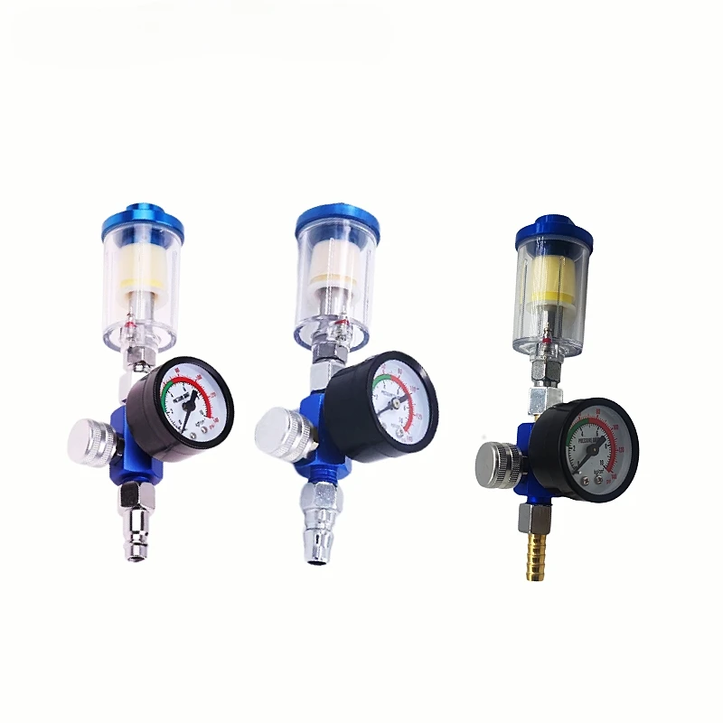 In-line Water Oil Separator Filter Separator Spray Gun Air Regulator Pressure Gauge with JP/EU/US Adapter for Spray Gun Air Tool