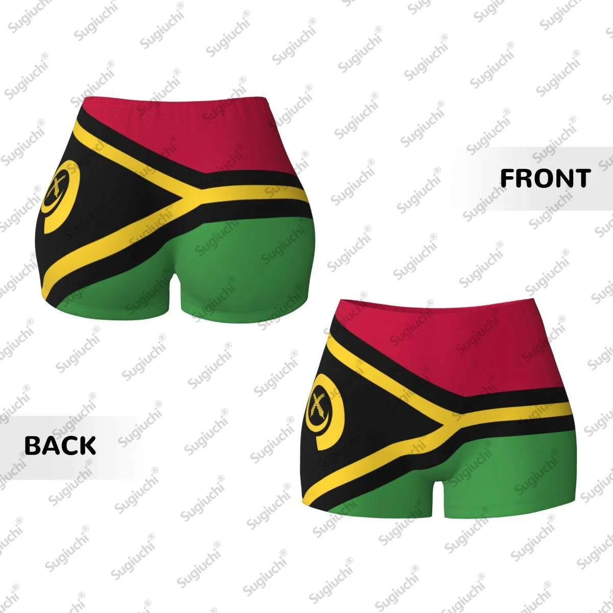 2026 バヌアトゥ国旗ヨガショーツ女性用ワークアウトスクランチバットリフティングハイウエストジムランニングショートパンツ