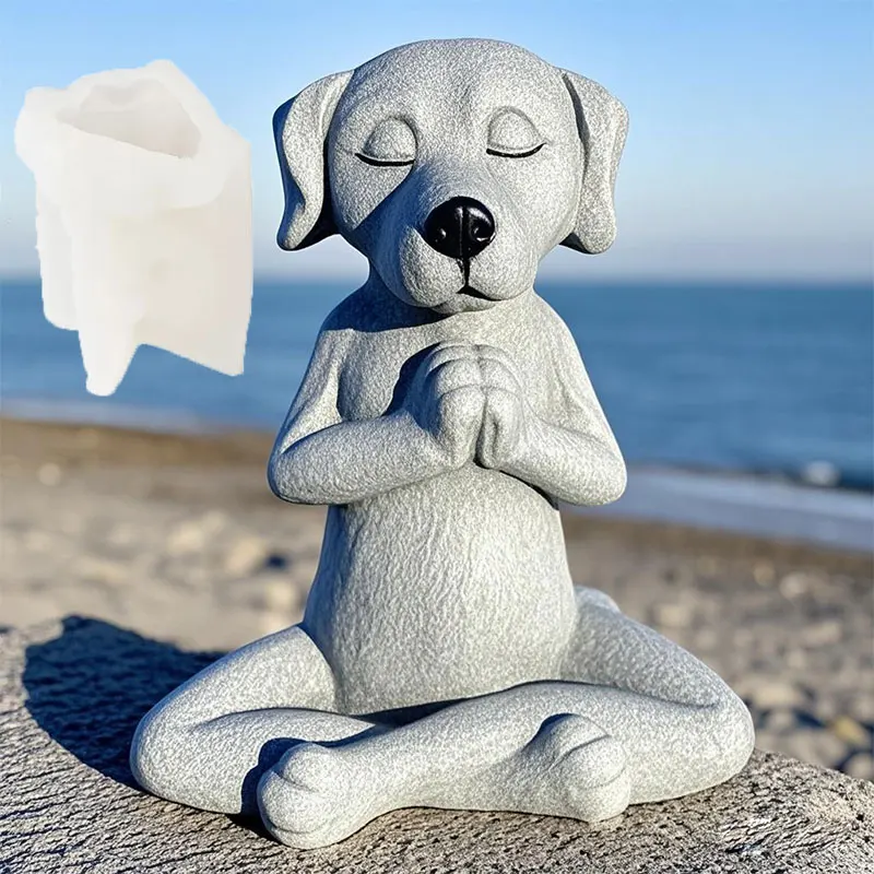 

Meditation Dog Plaster Cement Silicone Mold DIY Bulldog Golden Retriever Dog Cat Candle Plaster Souvenir Desktop Animal Mould